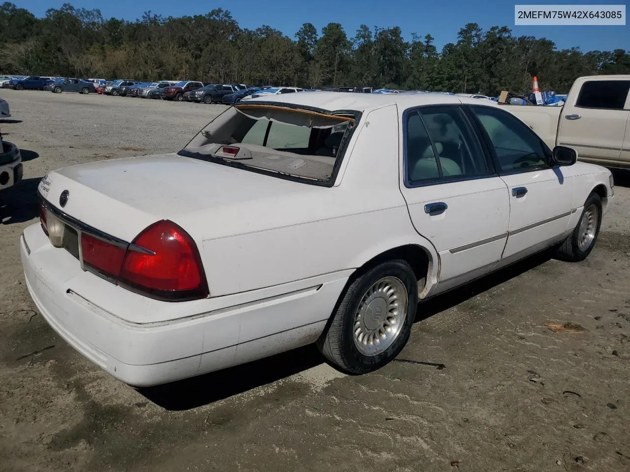 2002 Mercury Grand Marquis Ls VIN: 2MEFM75W42X643085 Lot: 76277594