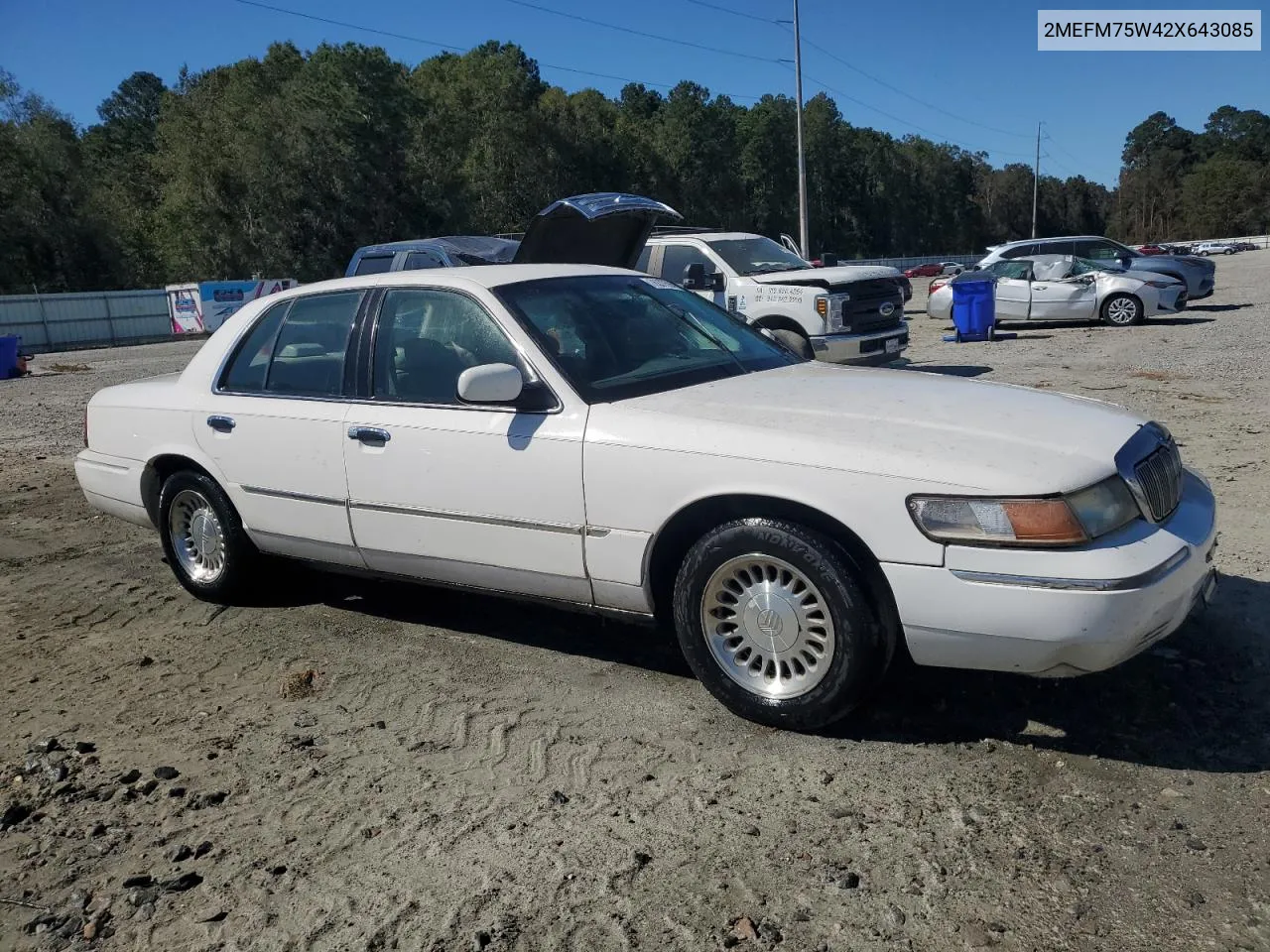 2002 Mercury Grand Marquis Ls VIN: 2MEFM75W42X643085 Lot: 76277594