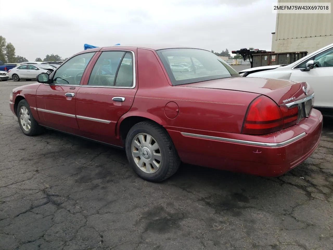 2003 Mercury Grand Marquis Ls VIN: 2MEFM75W43X697018 Lot: 65082334