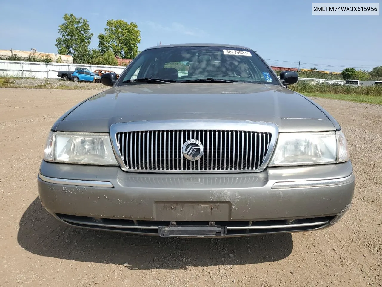 2003 Mercury Grand Marquis Gs VIN: 2MEFM74WX3X615956 Lot: 68770604