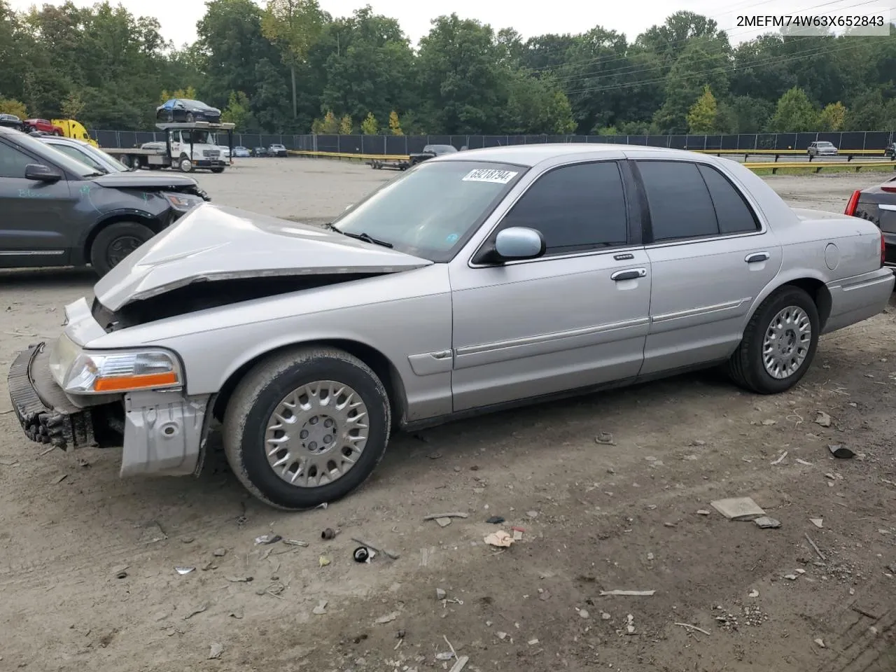 2003 Mercury Grand Marquis Gs VIN: 2MEFM74W63X652843 Lot: 69218794