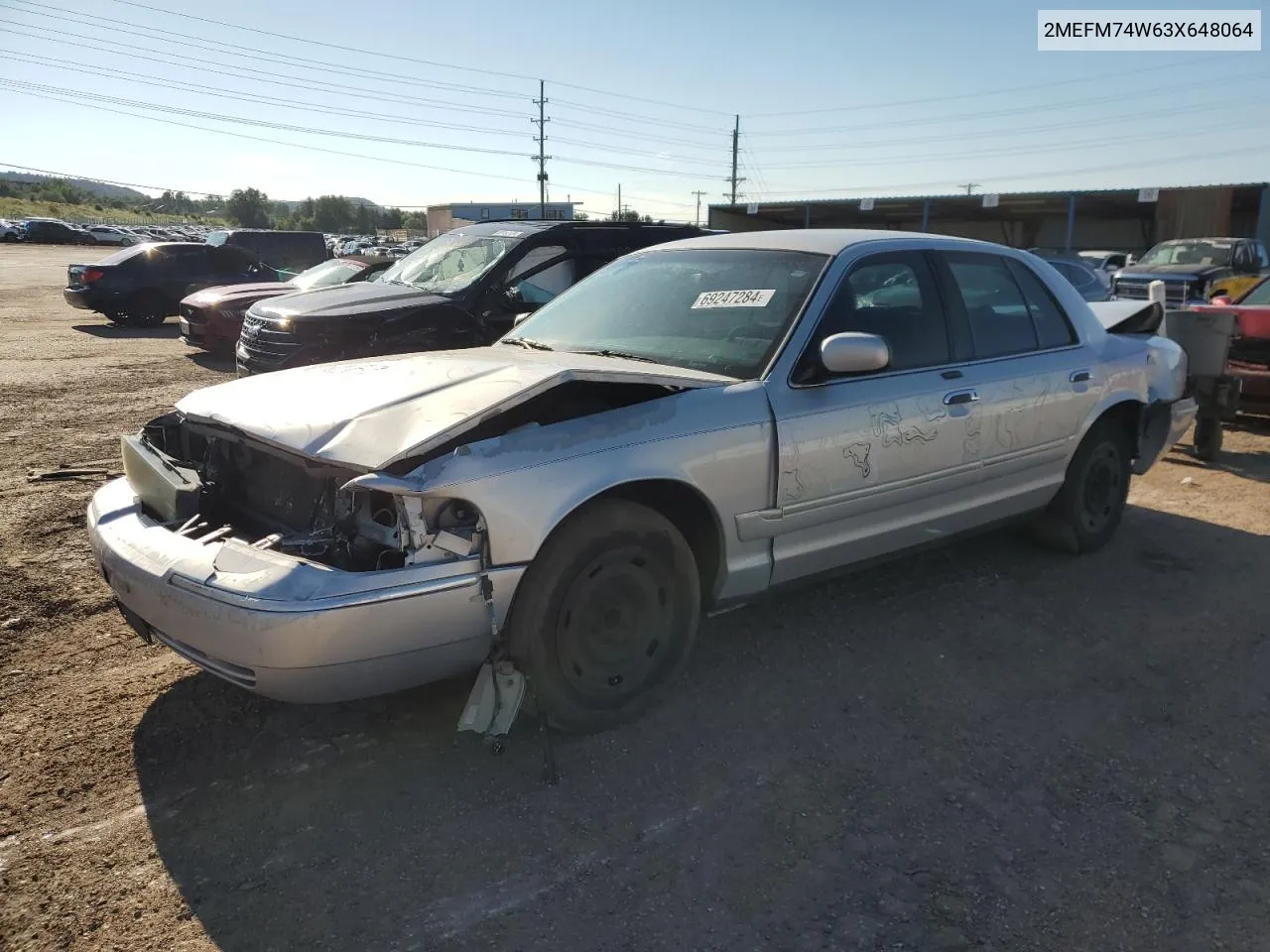 2003 Mercury Grand Marquis Gs VIN: 2MEFM74W63X648064 Lot: 69247284