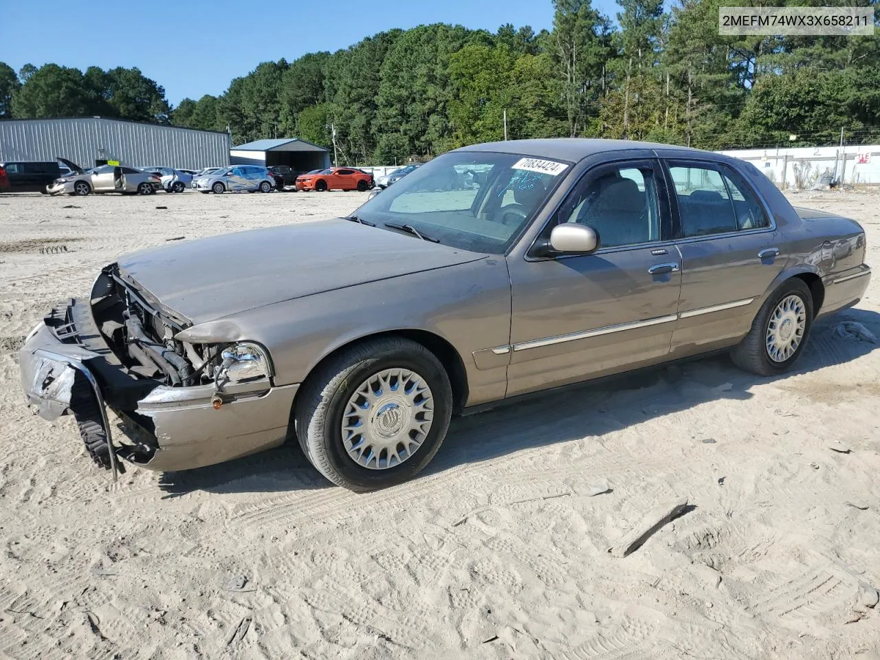 2003 Mercury Grand Marquis Gs VIN: 2MEFM74WX3X658211 Lot: 70834424