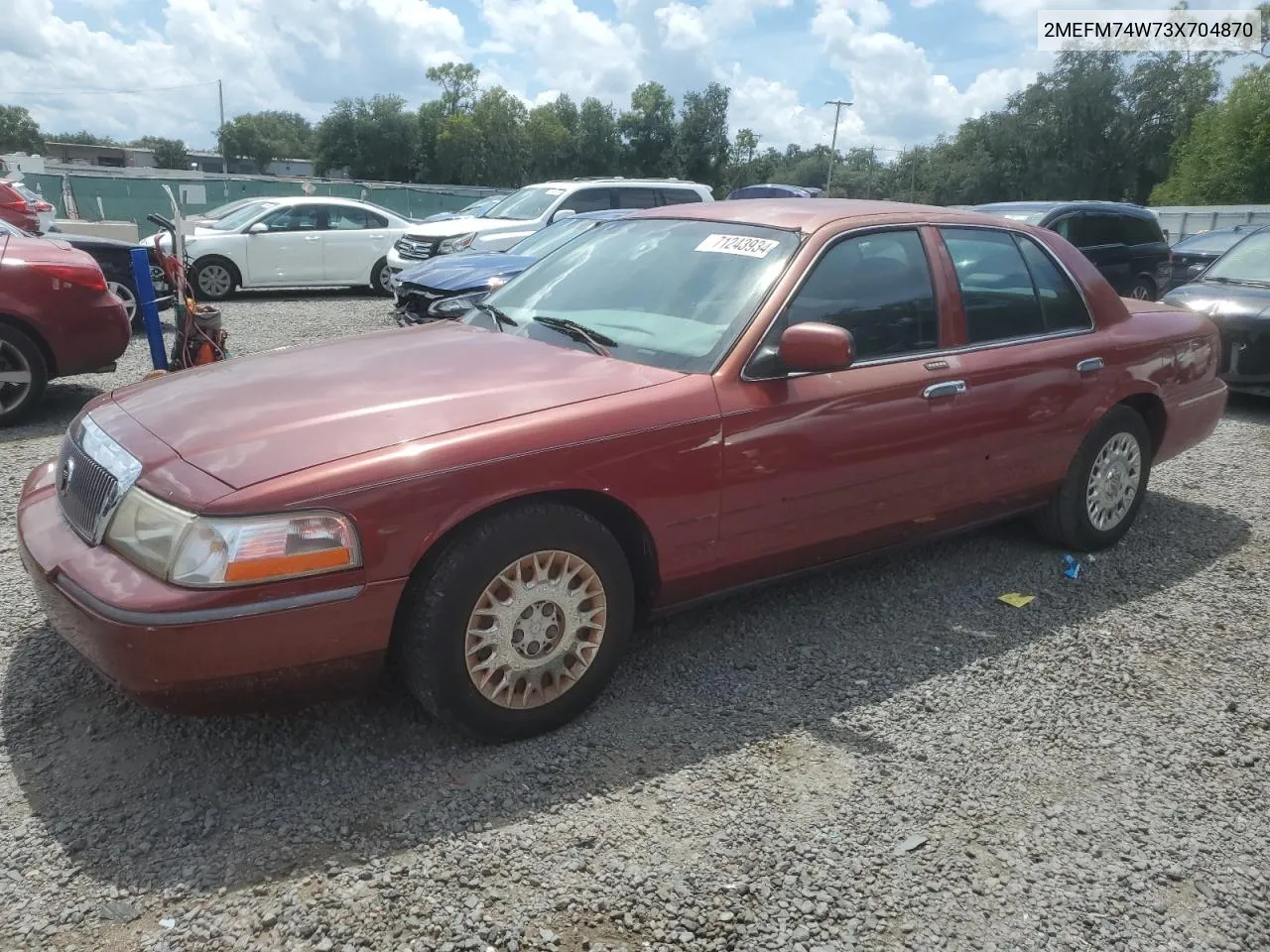 2003 Mercury Grand Marquis Gs VIN: 2MEFM74W73X704870 Lot: 71243934