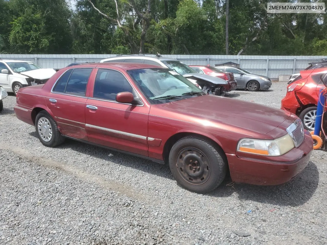 2003 Mercury Grand Marquis Gs VIN: 2MEFM74W73X704870 Lot: 71243934