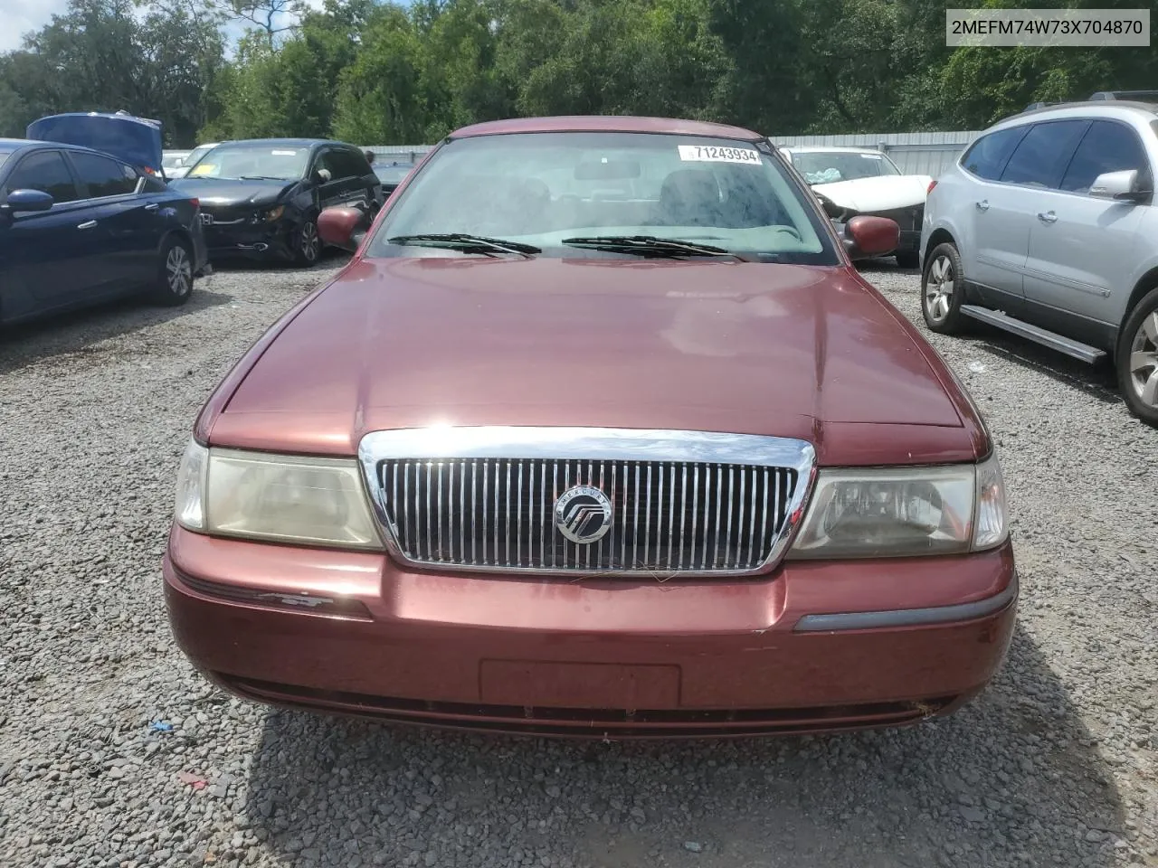 2003 Mercury Grand Marquis Gs VIN: 2MEFM74W73X704870 Lot: 71243934