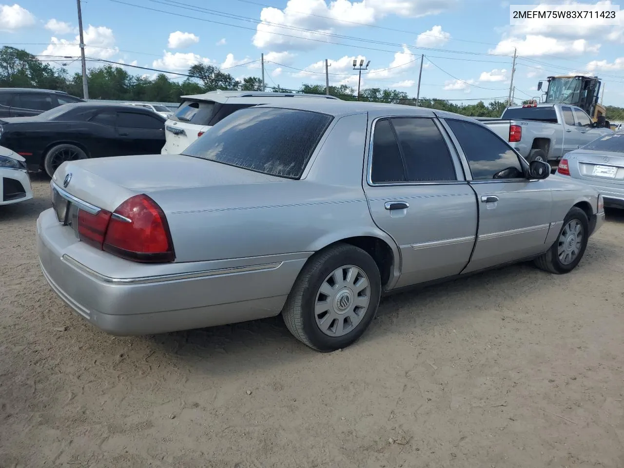 2003 Mercury Grand Marquis Ls VIN: 2MEFM75W83X711423 Lot: 72050294