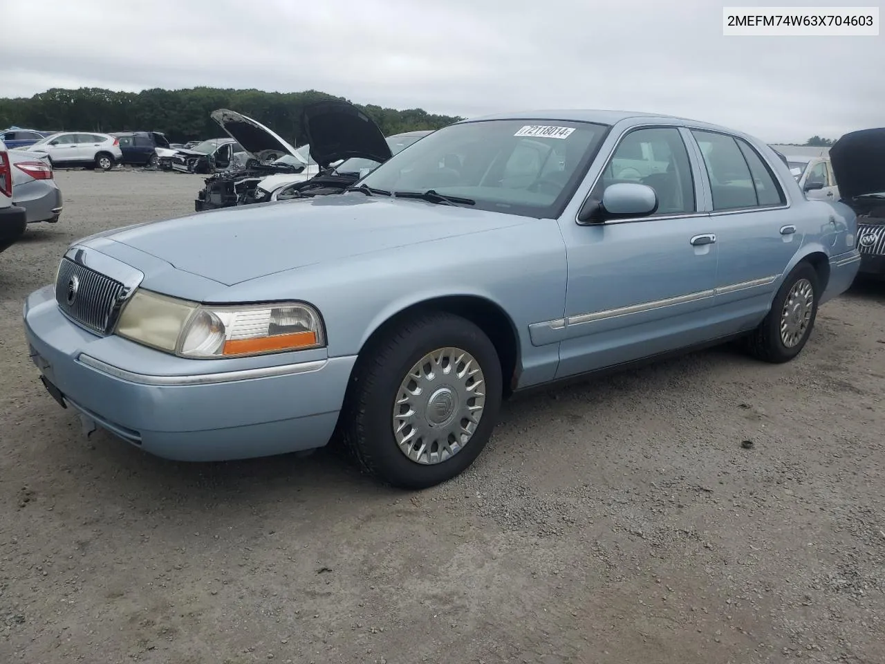 2003 Mercury Grand Marquis Gs VIN: 2MEFM74W63X704603 Lot: 72118014