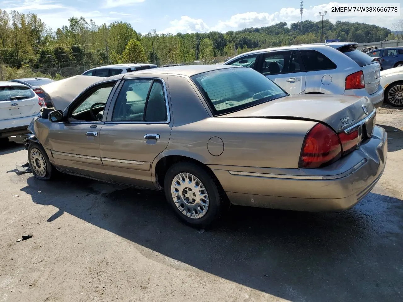 2003 Mercury Grand Marquis Gs VIN: 2MEFM74W33X666778 Lot: 72351814