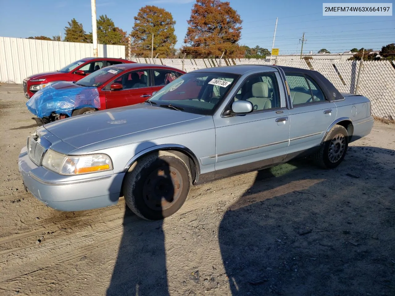 2003 Mercury Grand Marquis Gs VIN: 2MEFM74W63X664197 Lot: 73681783