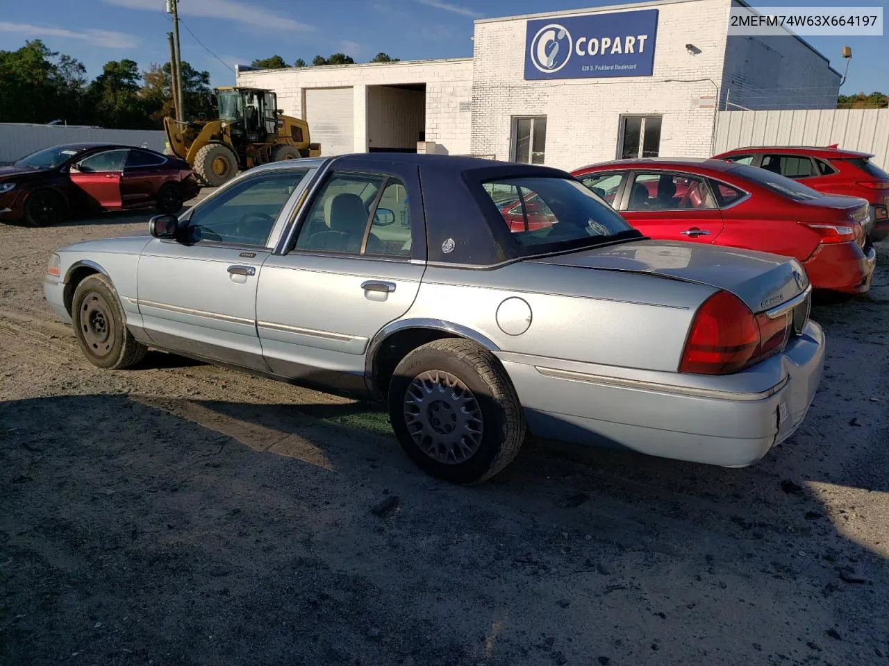 2003 Mercury Grand Marquis Gs VIN: 2MEFM74W63X664197 Lot: 73681783