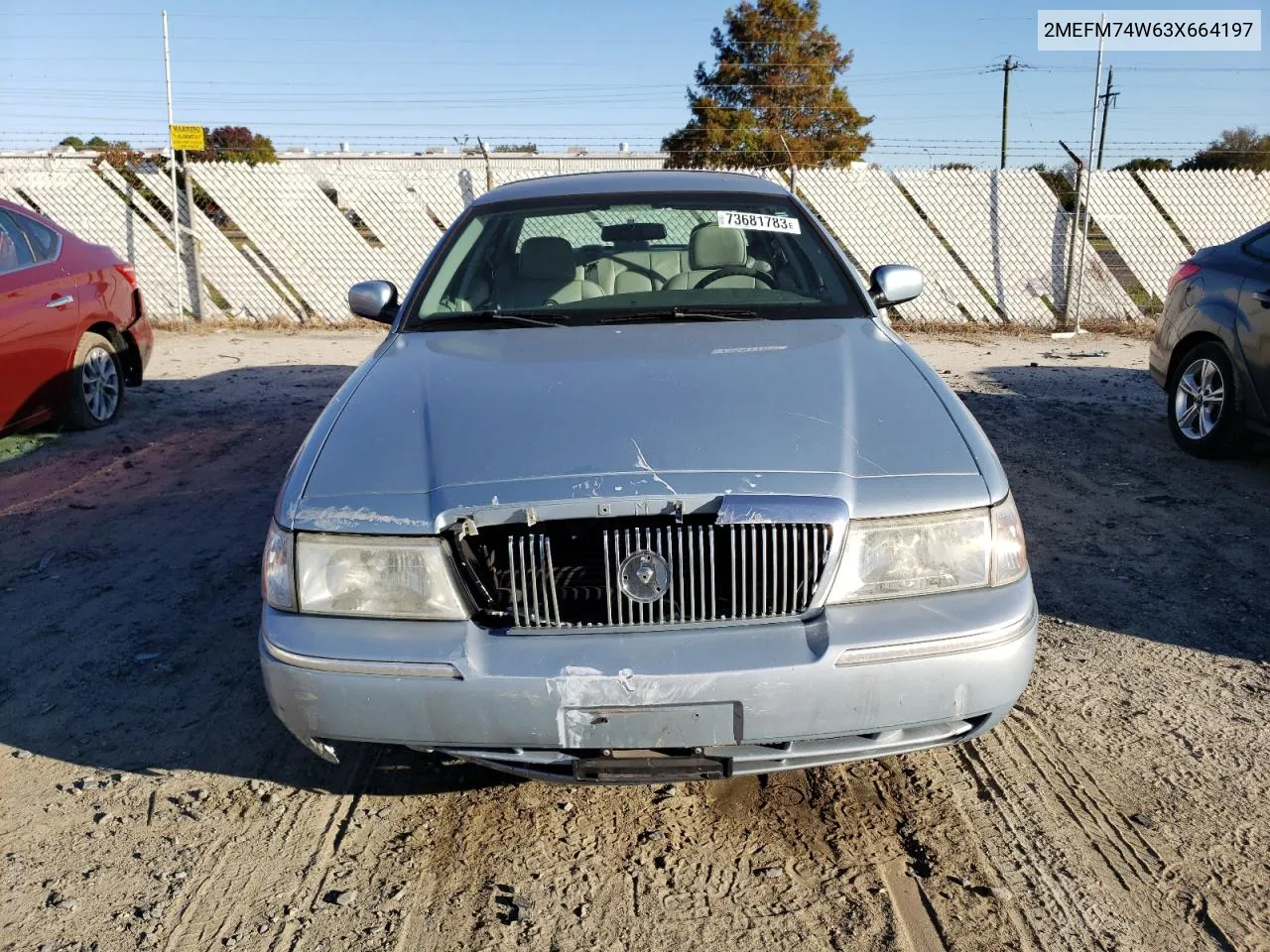 2003 Mercury Grand Marquis Gs VIN: 2MEFM74W63X664197 Lot: 73681783