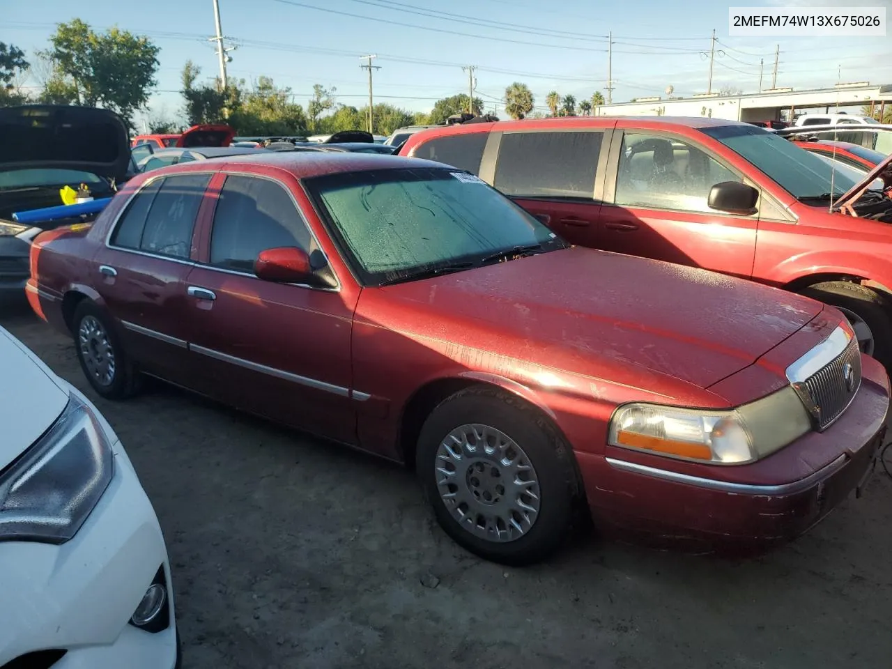 2003 Mercury Grand Marquis Gs VIN: 2MEFM74W13X675026 Lot: 74402724