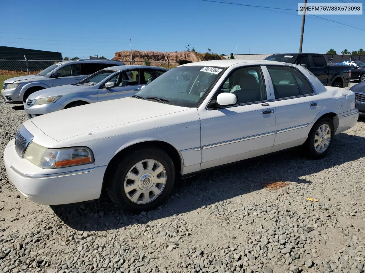 2003 Mercury Grand Marquis Ls VIN: 2MEFM75W83X673093 Lot: 75814384