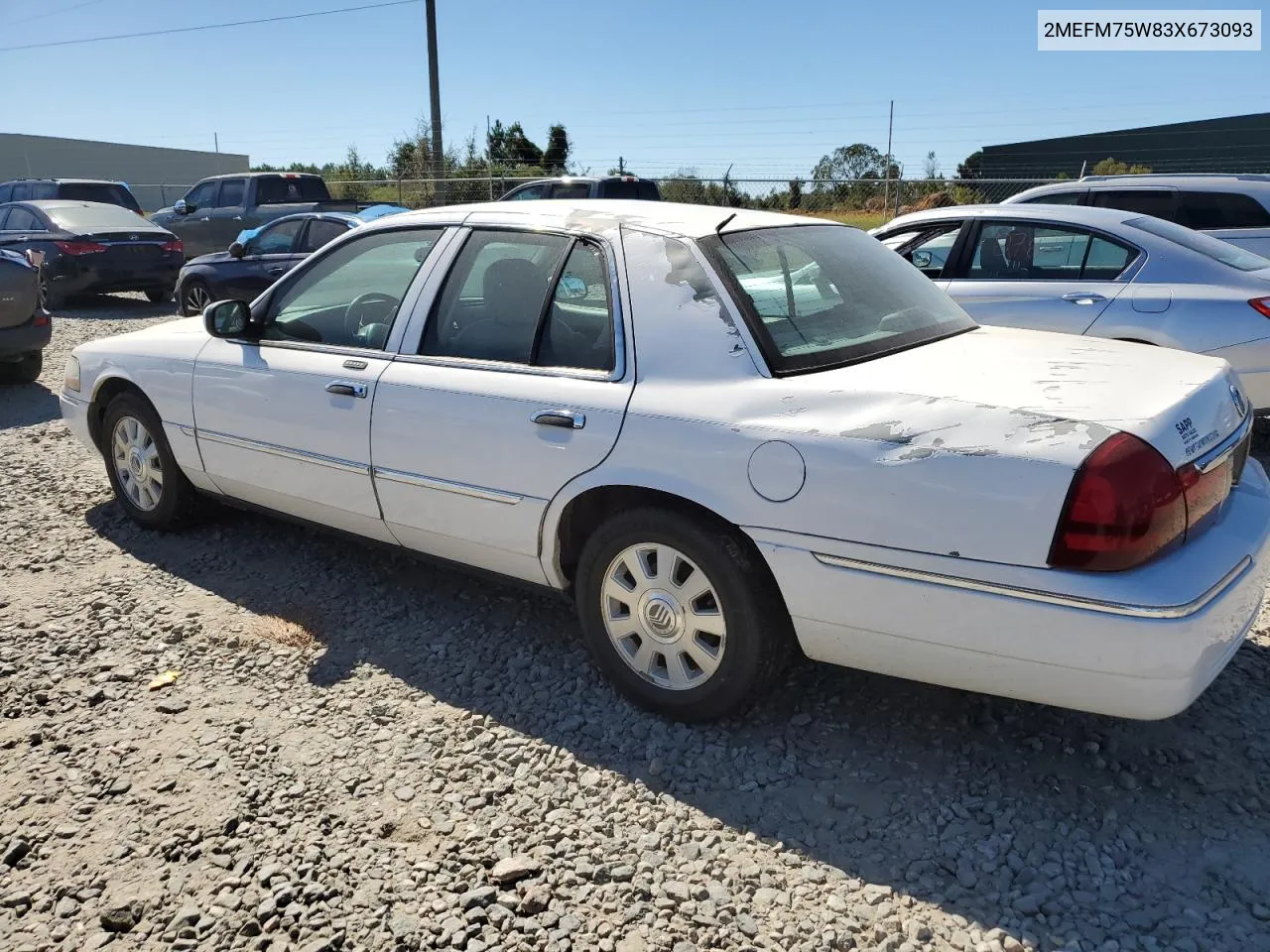 2003 Mercury Grand Marquis Ls VIN: 2MEFM75W83X673093 Lot: 75814384