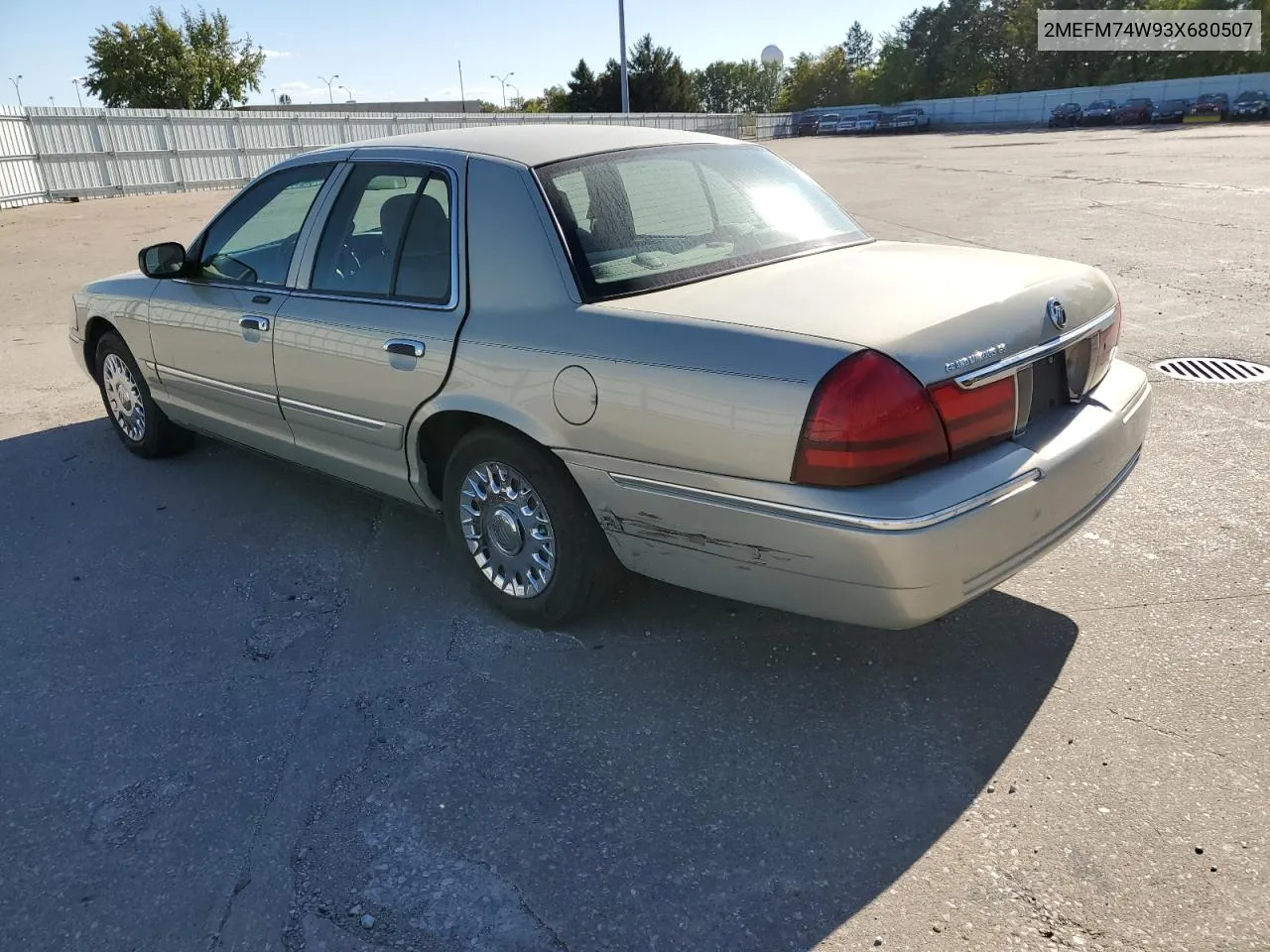 2003 Mercury Grand Marquis Gs VIN: 2MEFM74W93X680507 Lot: 76382474