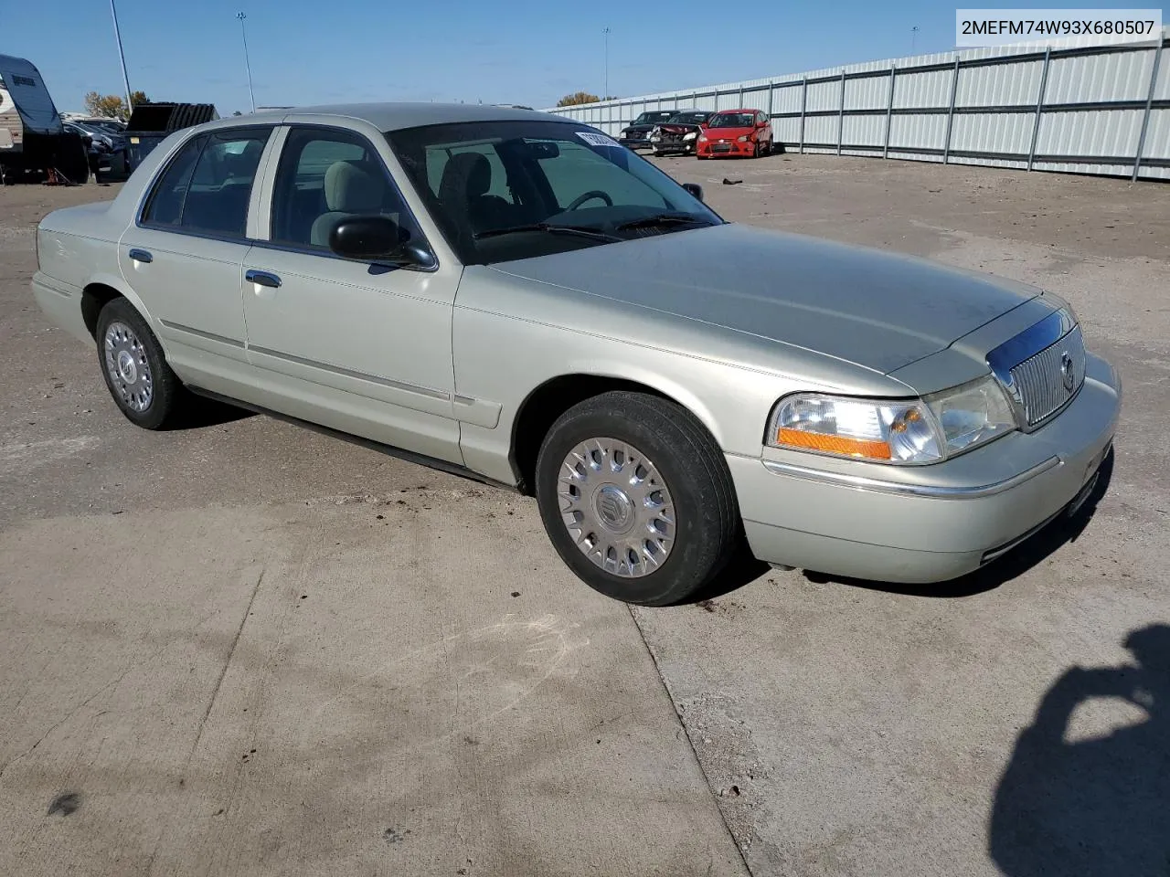 2003 Mercury Grand Marquis Gs VIN: 2MEFM74W93X680507 Lot: 76382474