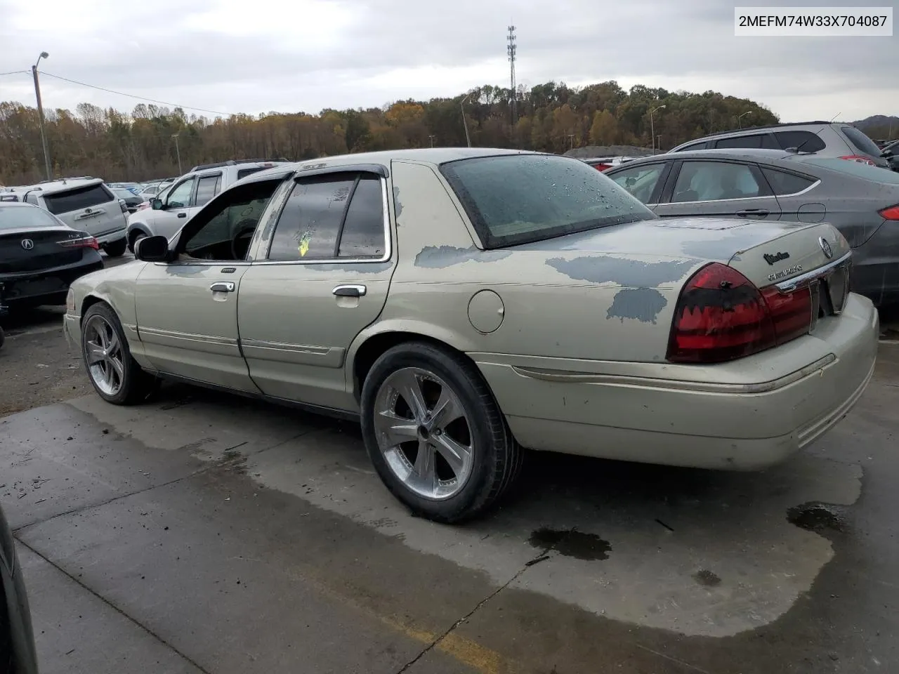 2003 Mercury Grand Marquis Gs VIN: 2MEFM74W33X704087 Lot: 77073764