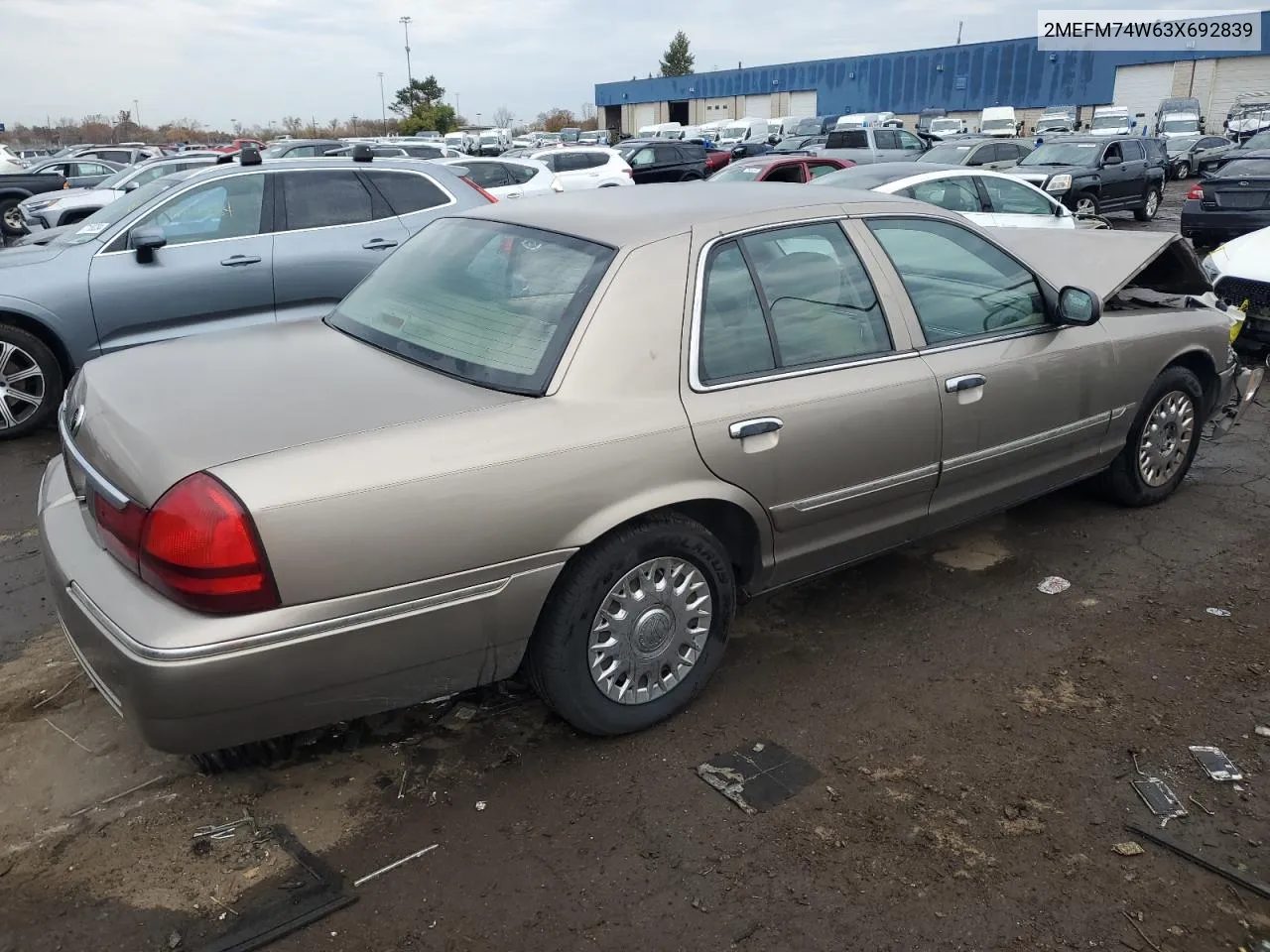 2003 Mercury Grand Marquis Gs VIN: 2MEFM74W63X692839 Lot: 77187544