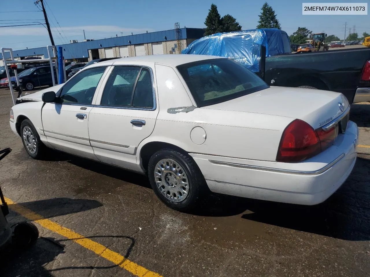 2004 Mercury Grand Marquis Gs VIN: 2MEFM74W74X611073 Lot: 59084414