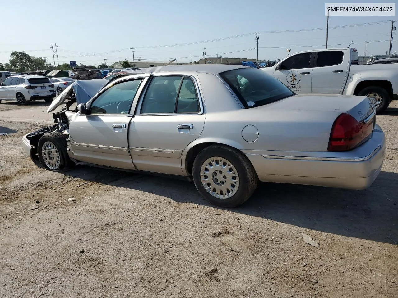 2004 Mercury Grand Marquis Gs VIN: 2MEFM74W84X604472 Lot: 62256994