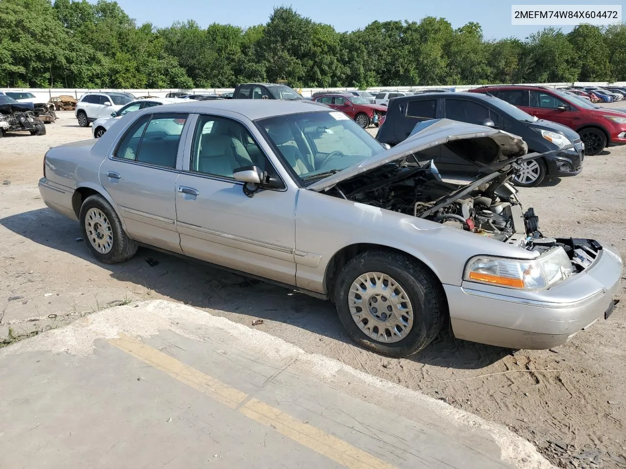 2004 Mercury Grand Marquis Gs VIN: 2MEFM74W84X604472 Lot: 62256994