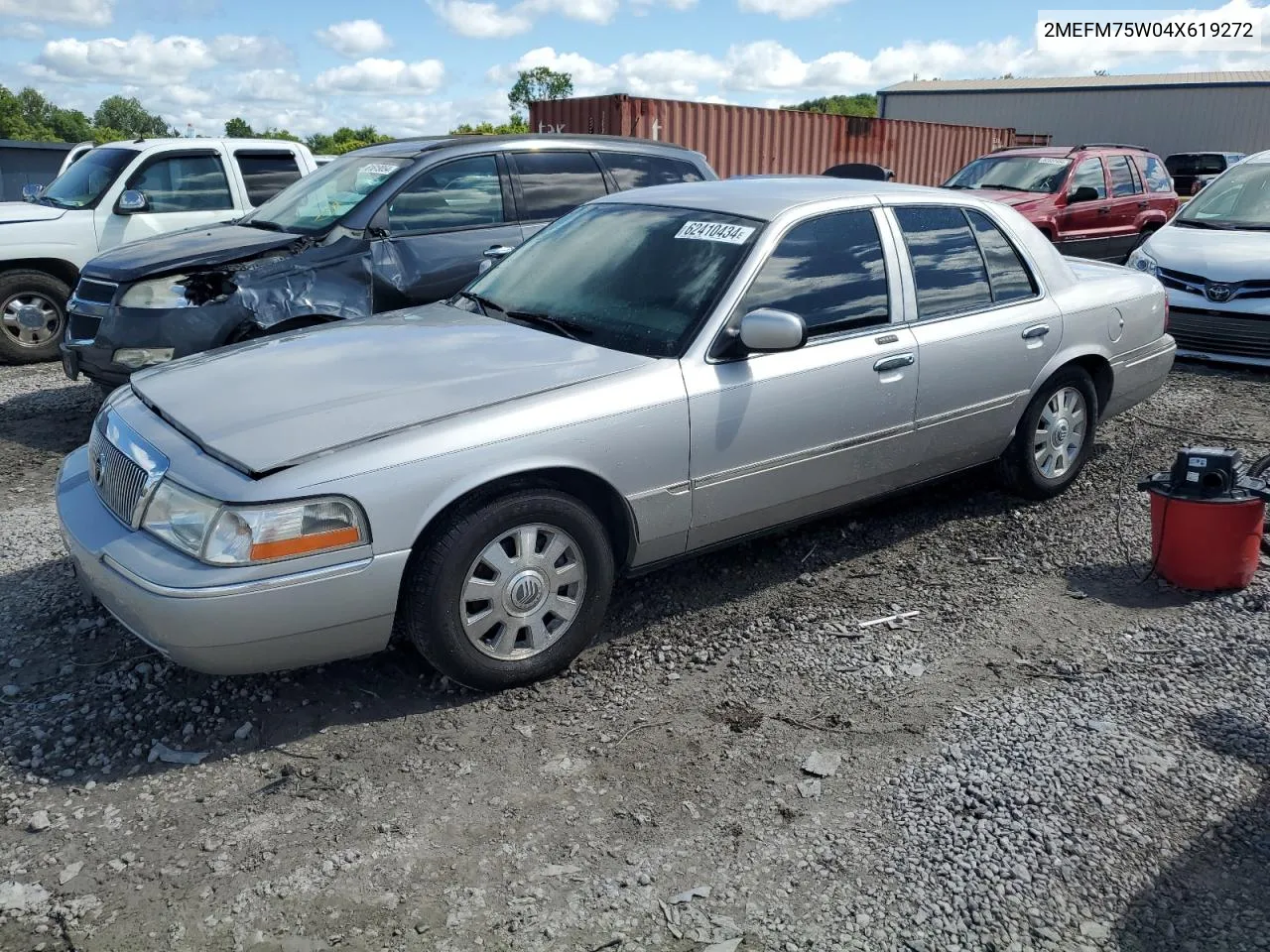 2004 Mercury Grand Marquis Ls VIN: 2MEFM75W04X619272 Lot: 62410434