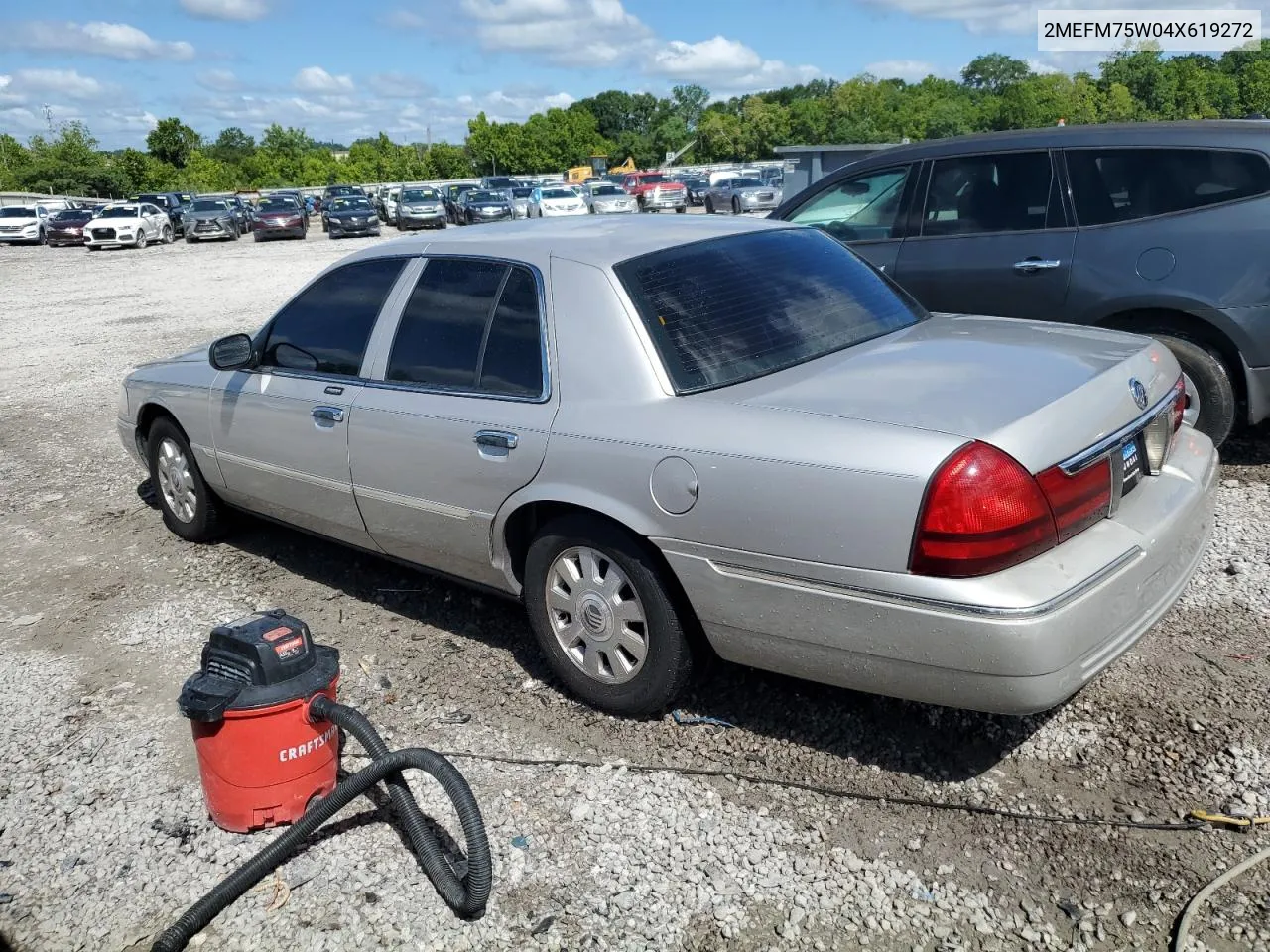 2004 Mercury Grand Marquis Ls VIN: 2MEFM75W04X619272 Lot: 62410434