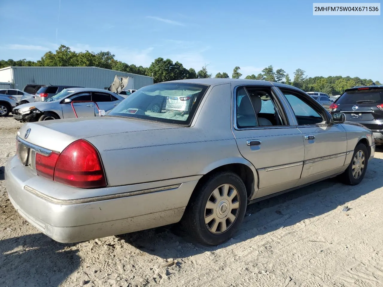 2004 Mercury Grand Marquis Ls VIN: 2MHFM75W04X671536 Lot: 70319104