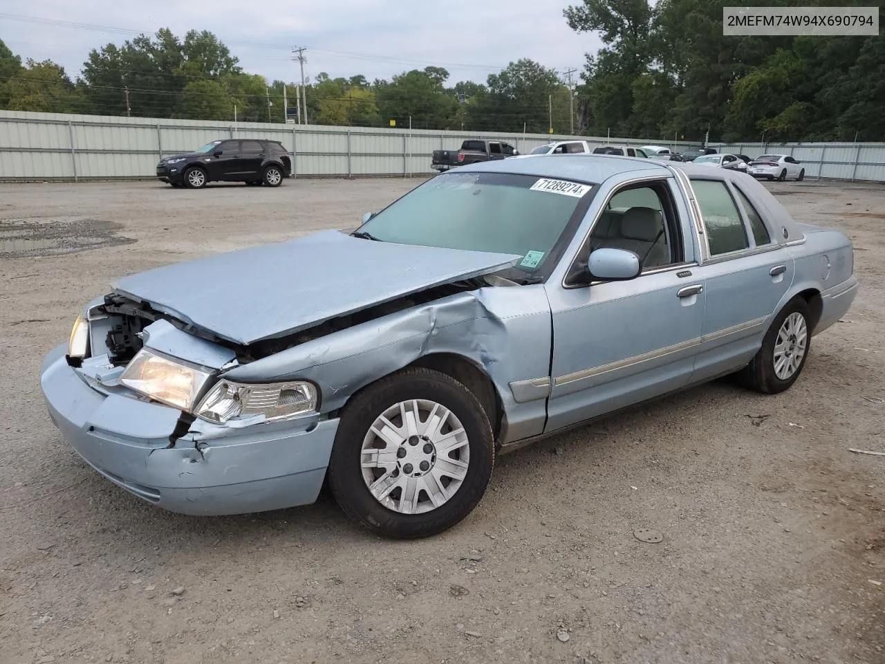 2004 Mercury Grand Marquis Gs VIN: 2MEFM74W94X690794 Lot: 71289274