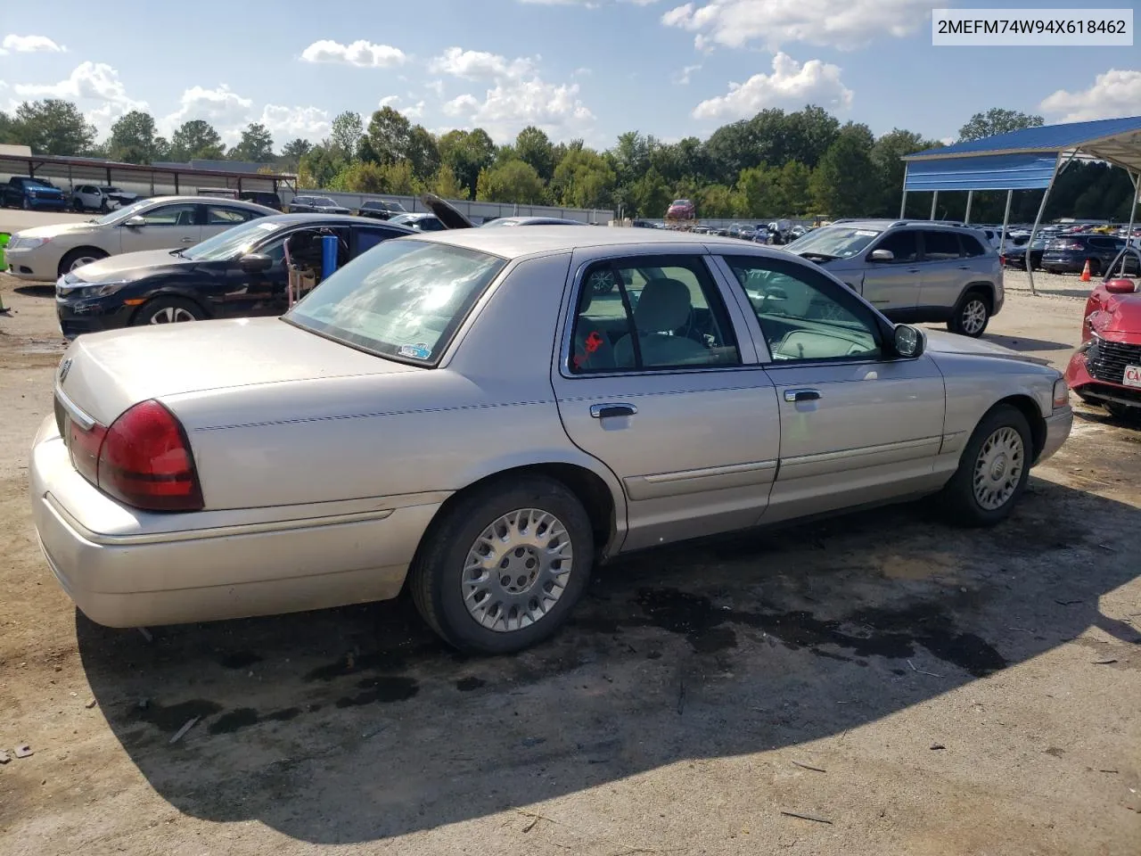 2004 Mercury Grand Marquis Gs VIN: 2MEFM74W94X618462 Lot: 72375684