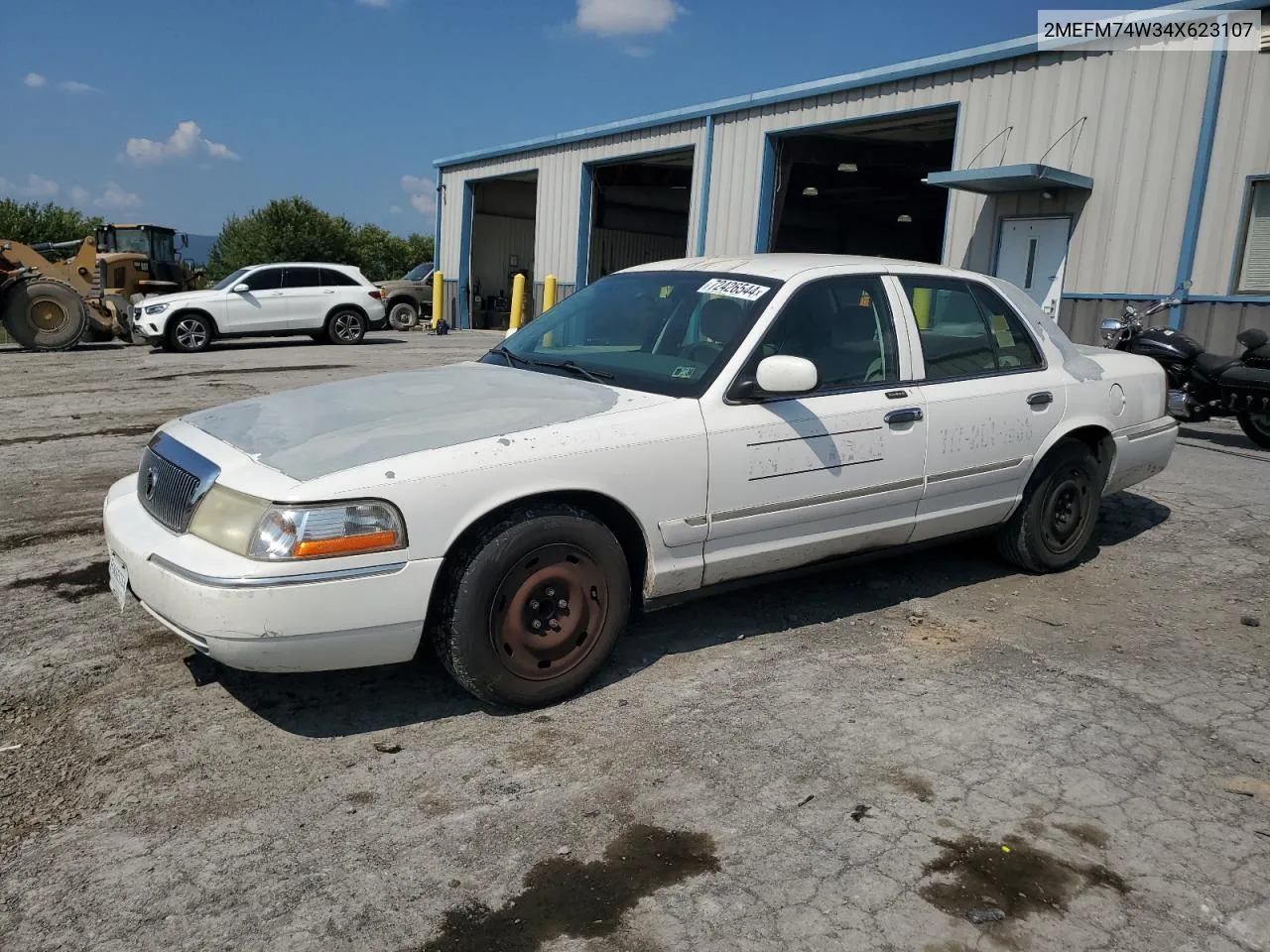 2004 Mercury Grand Marquis Gs VIN: 2MEFM74W34X623107 Lot: 72426544