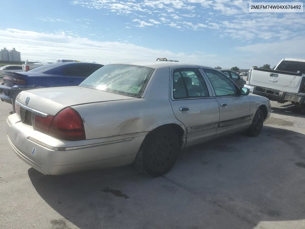 2004 Mercury Grand Marquis Gs VIN: 2MEFM74W04X676492 Lot: 74296544