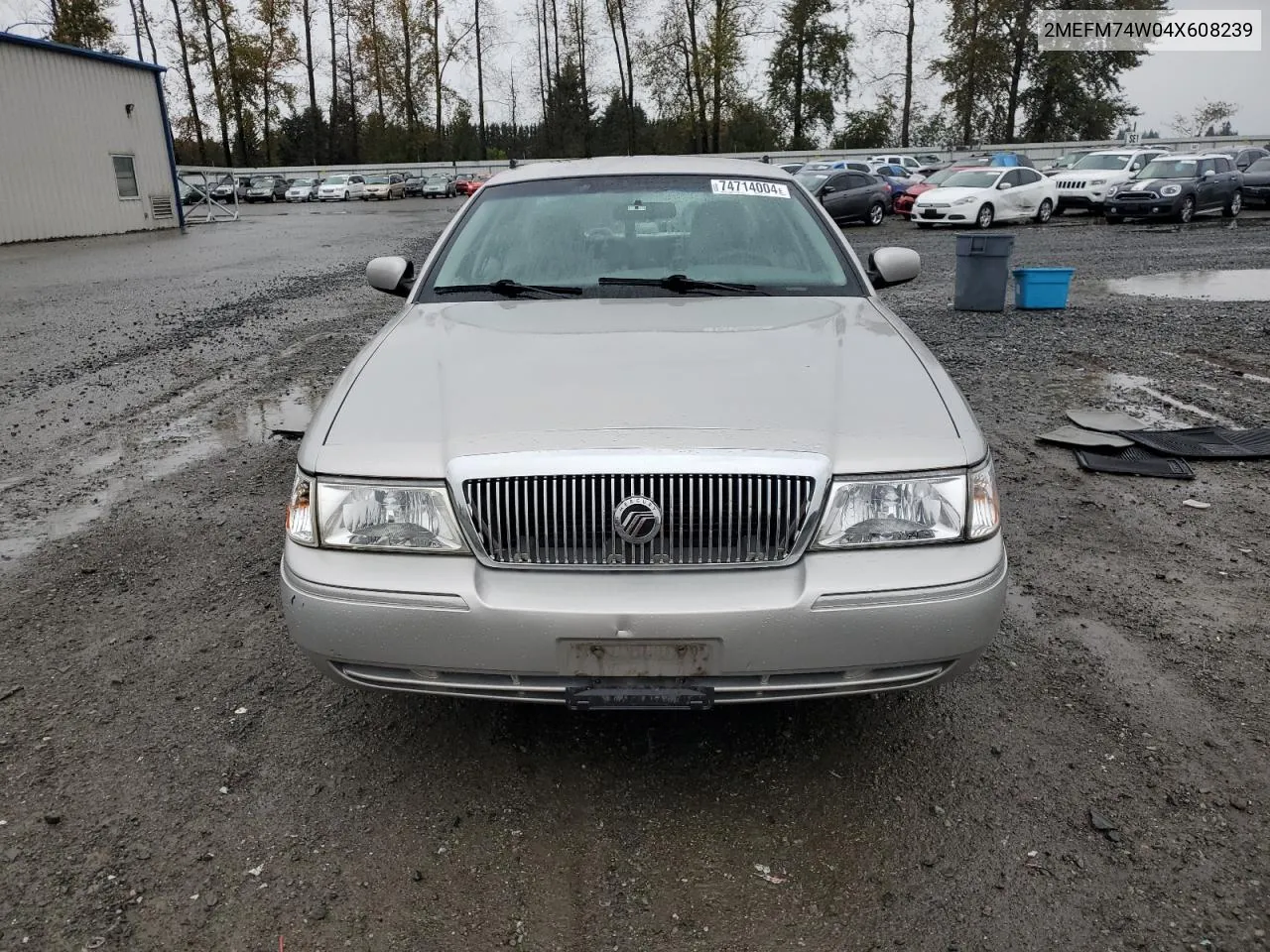 2004 Mercury Grand Marquis Gs VIN: 2MEFM74W04X608239 Lot: 74714004