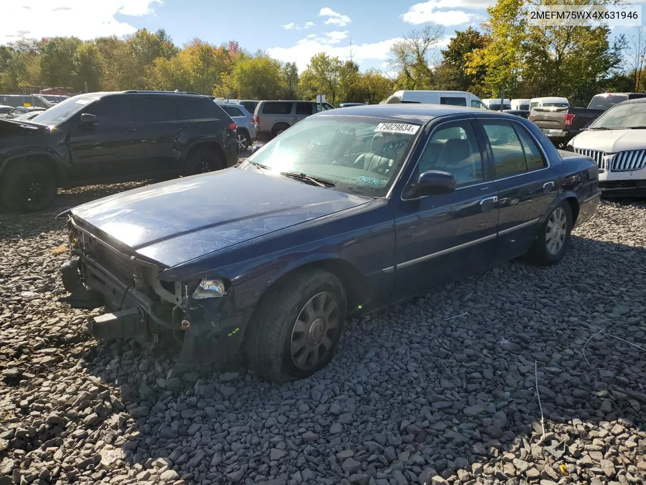 2004 Mercury Grand Marquis Ls VIN: 2MEFM75WX4X631946 Lot: 75029834