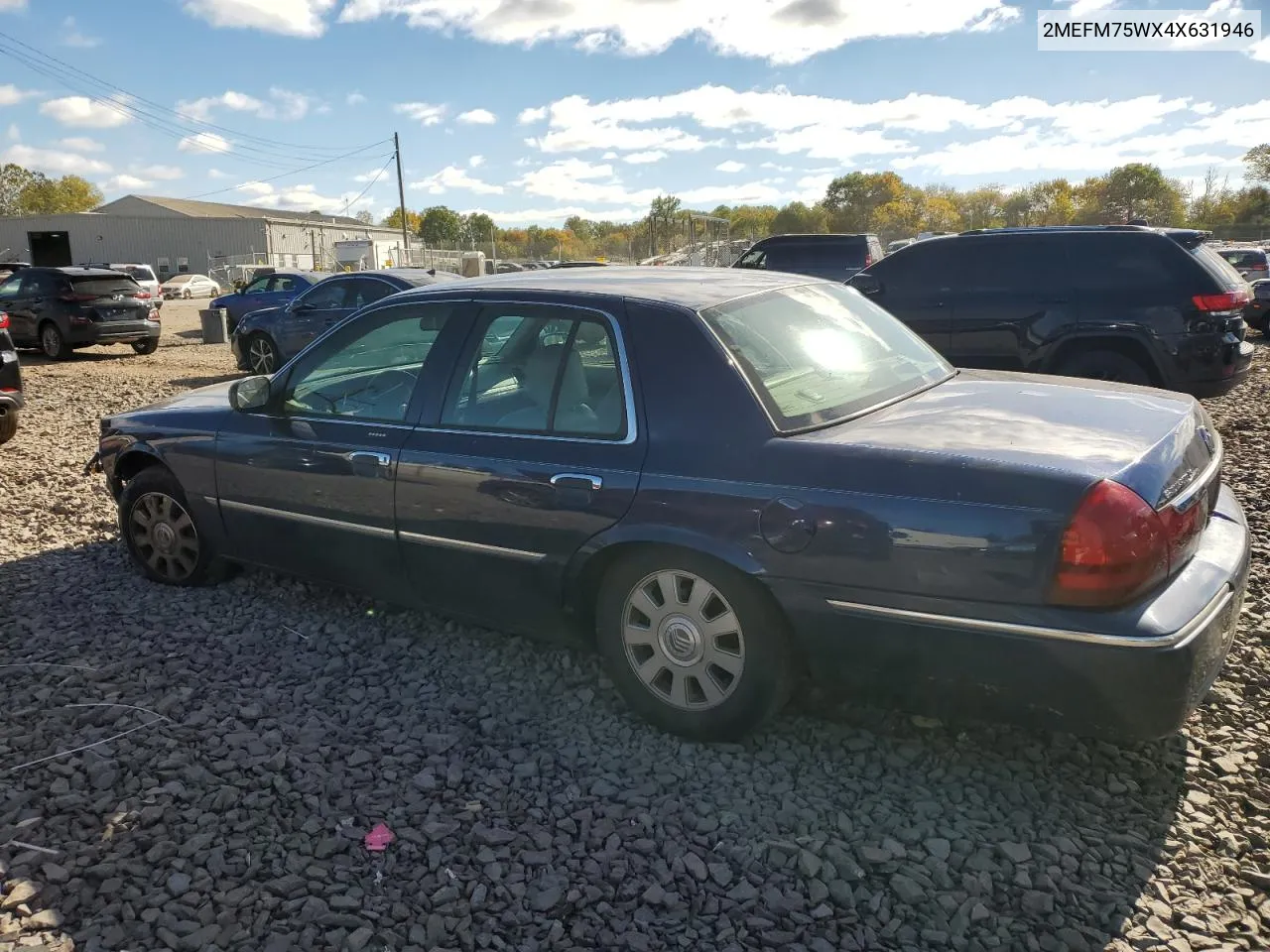 2004 Mercury Grand Marquis Ls VIN: 2MEFM75WX4X631946 Lot: 75029834