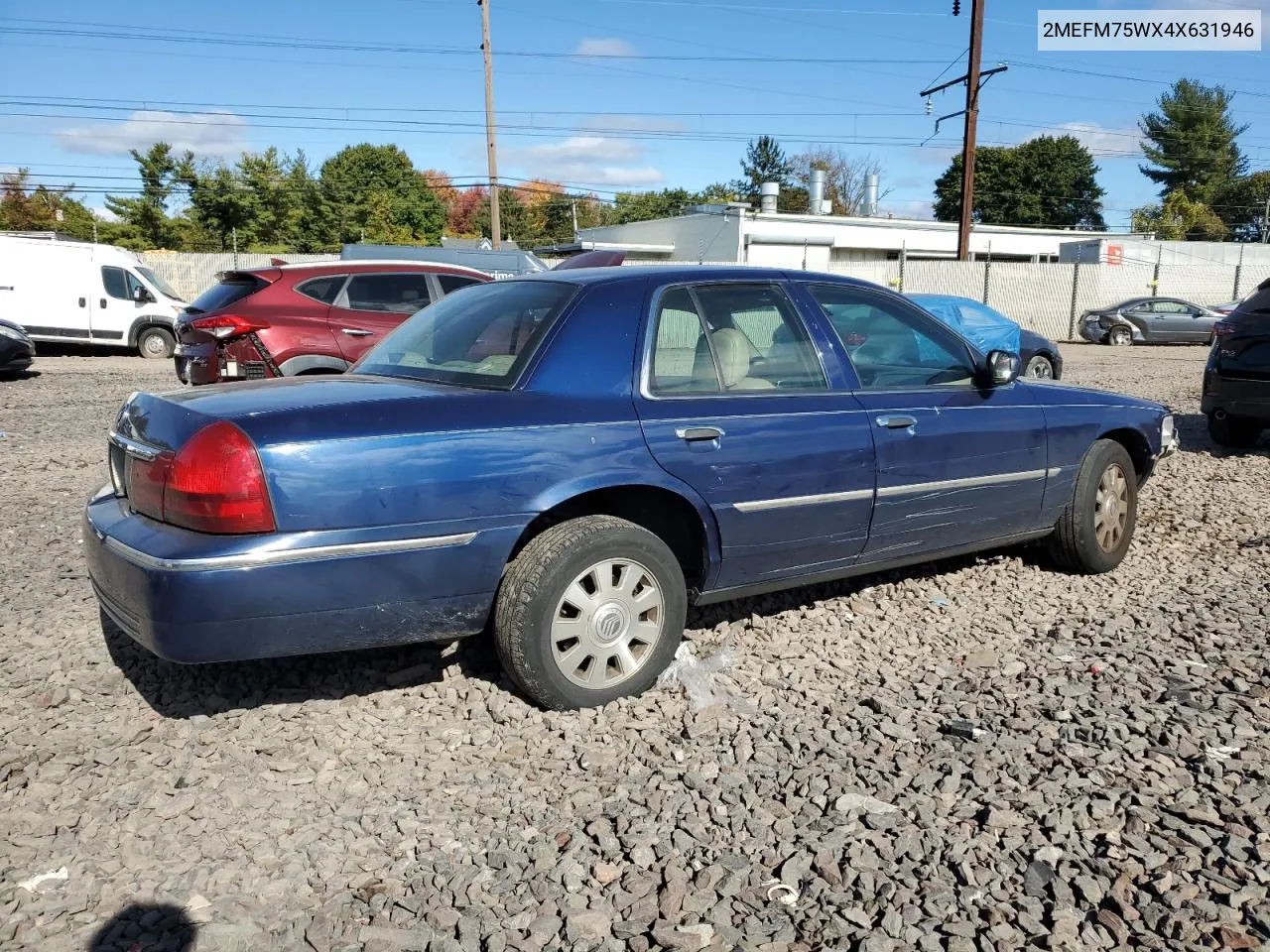 2004 Mercury Grand Marquis Ls VIN: 2MEFM75WX4X631946 Lot: 75029834