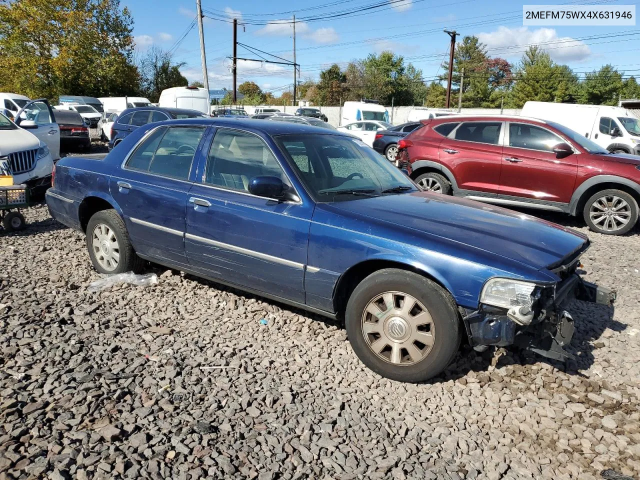 2004 Mercury Grand Marquis Ls VIN: 2MEFM75WX4X631946 Lot: 75029834