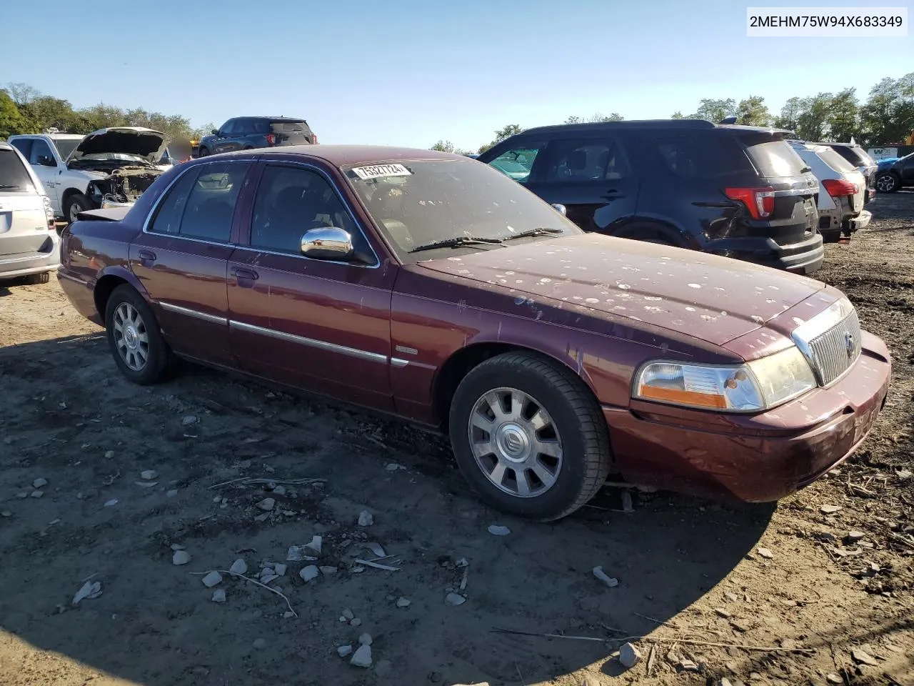 2004 Mercury Grand Marquis Ls VIN: 2MEHM75W94X683349 Lot: 75327724