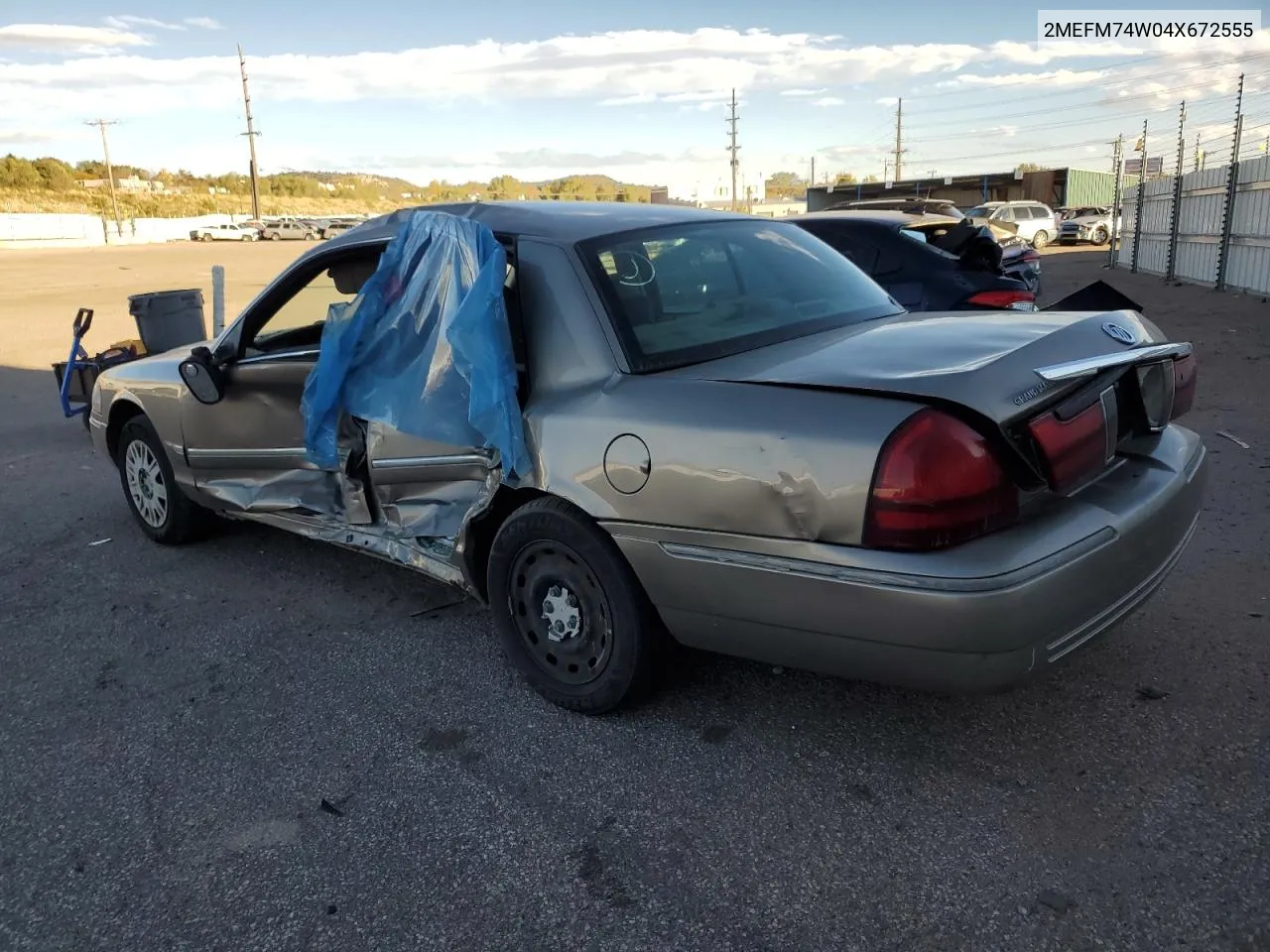 2004 Mercury Grand Marquis Gs VIN: 2MEFM74W04X672555 Lot: 76502294