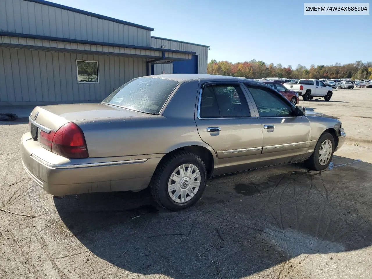 2004 Mercury Grand Marquis Gs VIN: 2MEFM74W34X686904 Lot: 76692064