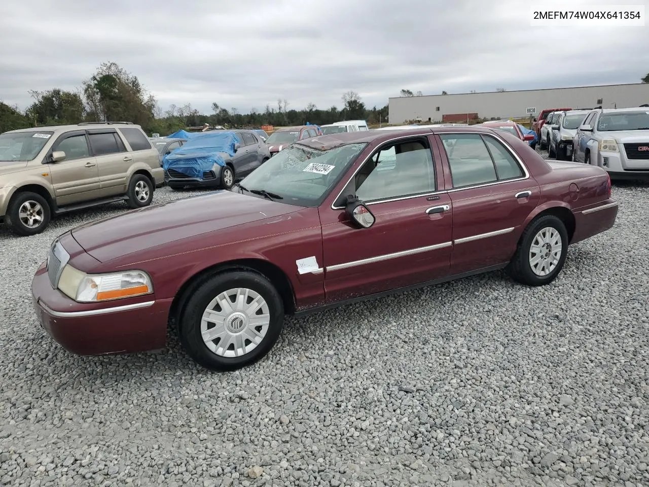 2004 Mercury Grand Marquis Gs VIN: 2MEFM74W04X641354 Lot: 76842294