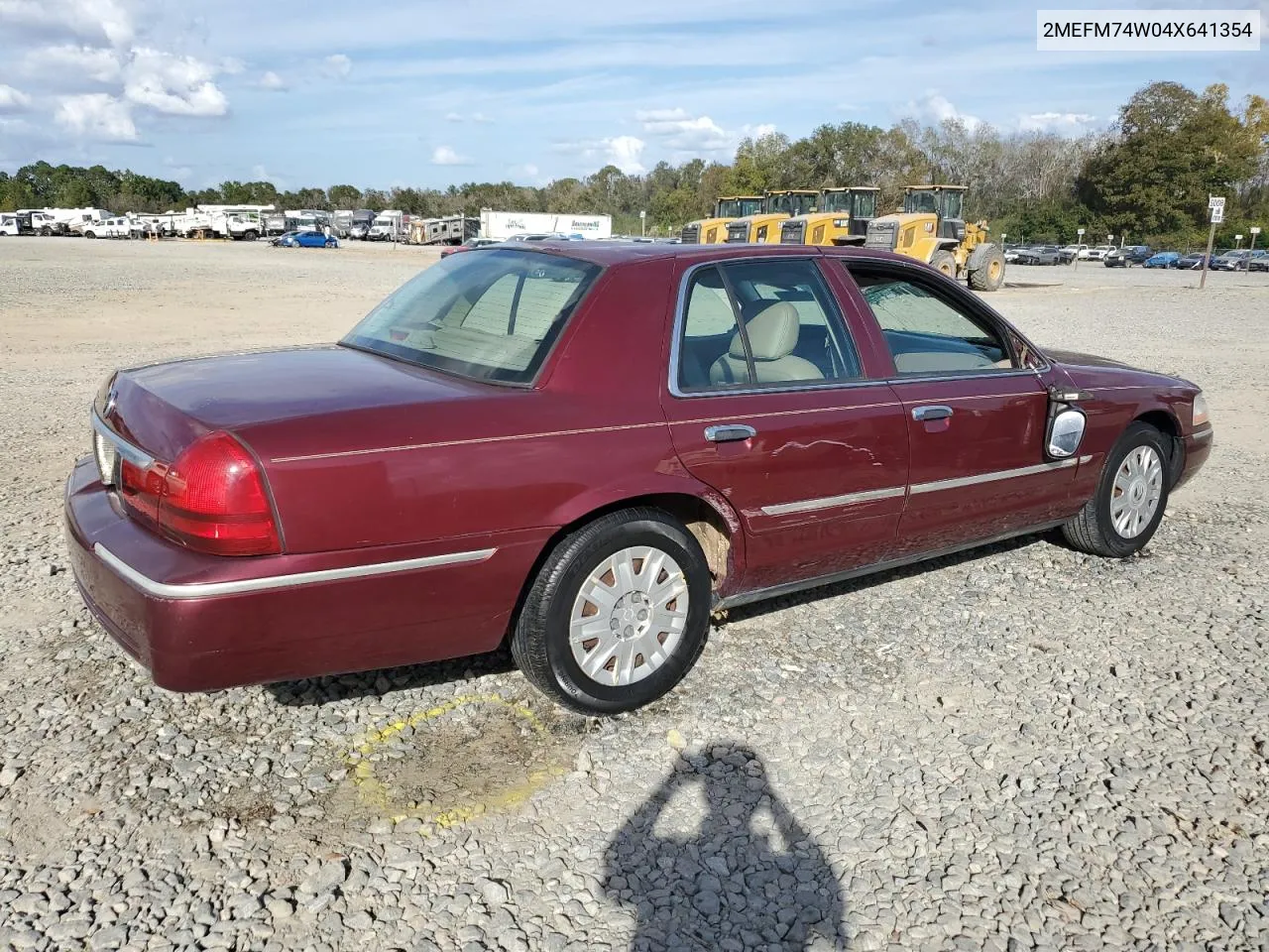 2004 Mercury Grand Marquis Gs VIN: 2MEFM74W04X641354 Lot: 76842294