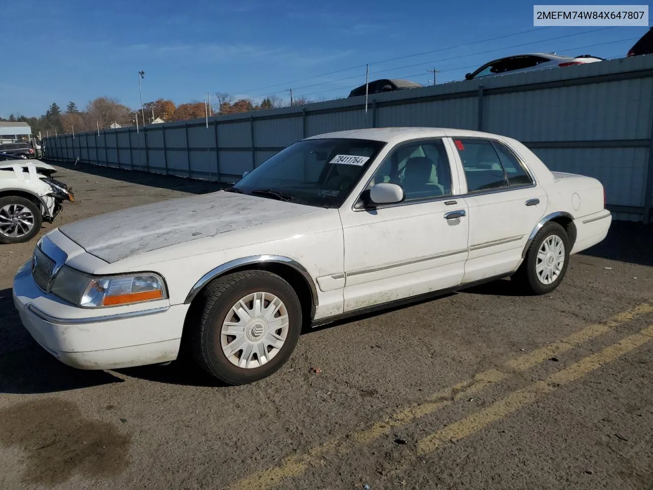 2004 Mercury Grand Marquis Gs VIN: 2MEFM74W84X647807 Lot: 78411764