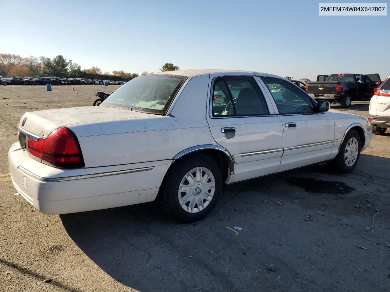 2004 Mercury Grand Marquis Gs VIN: 2MEFM74W84X647807 Lot: 78411764