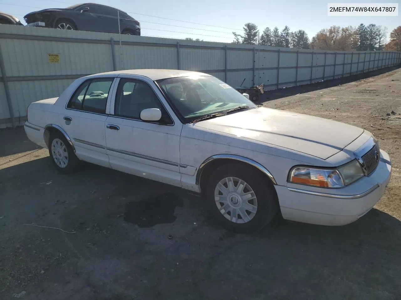 2004 Mercury Grand Marquis Gs VIN: 2MEFM74W84X647807 Lot: 78411764