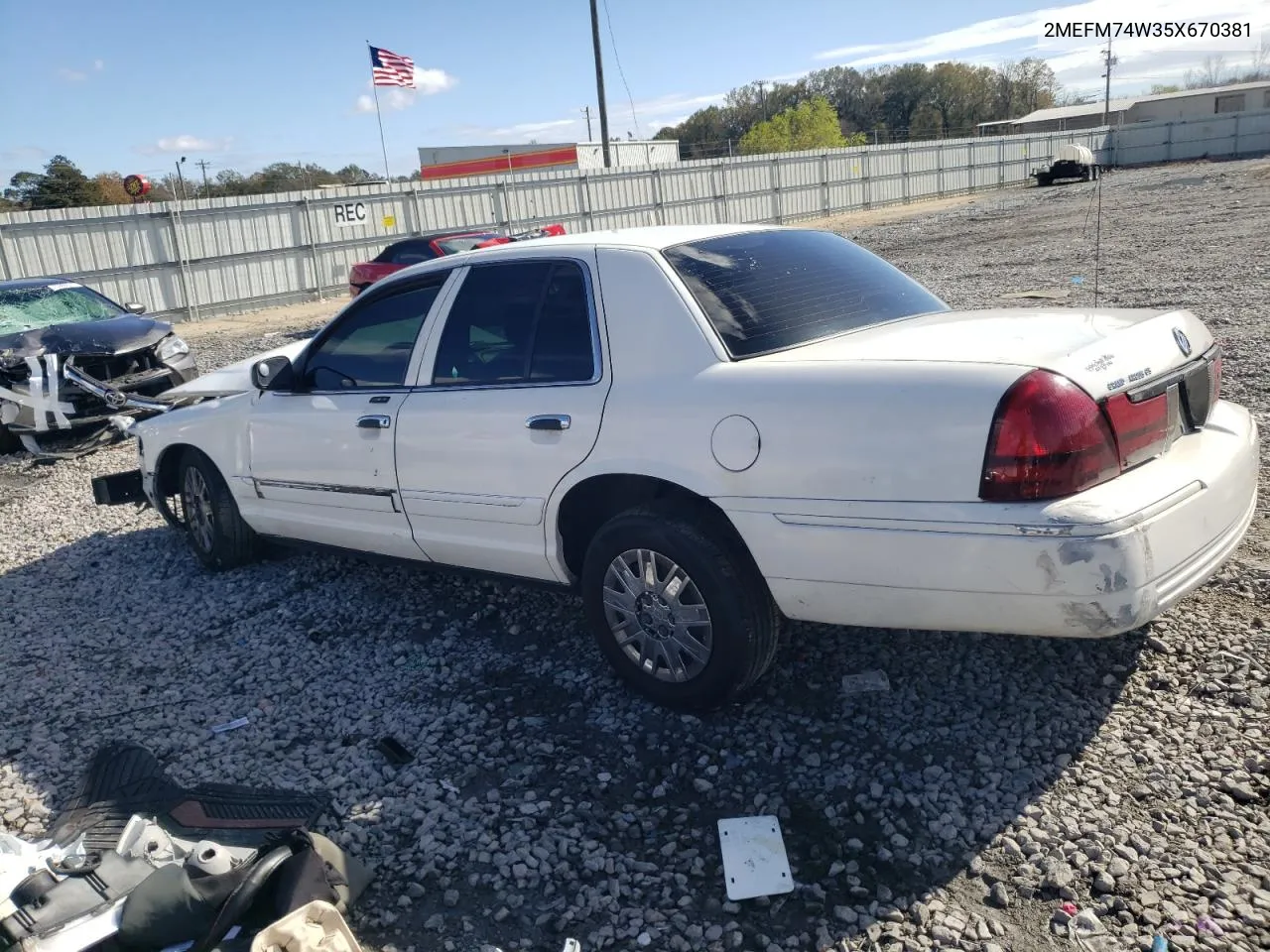 2005 Mercury Grand Marquis Gs VIN: 2MEFM74W35X670381 Lot: 49189804