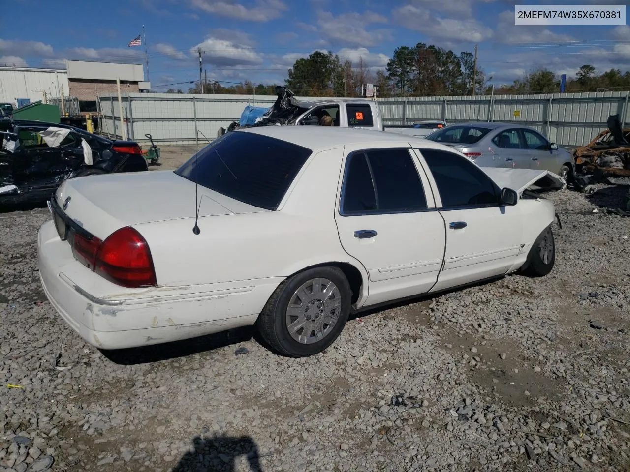 2005 Mercury Grand Marquis Gs VIN: 2MEFM74W35X670381 Lot: 49189804