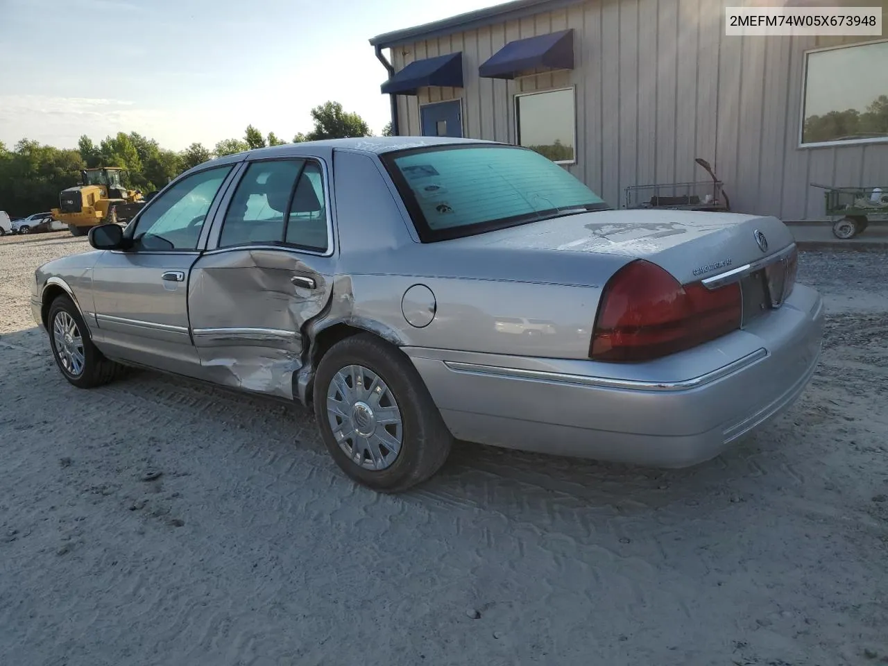 2005 Mercury Grand Marquis Gs VIN: 2MEFM74W05X673948 Lot: 54959124