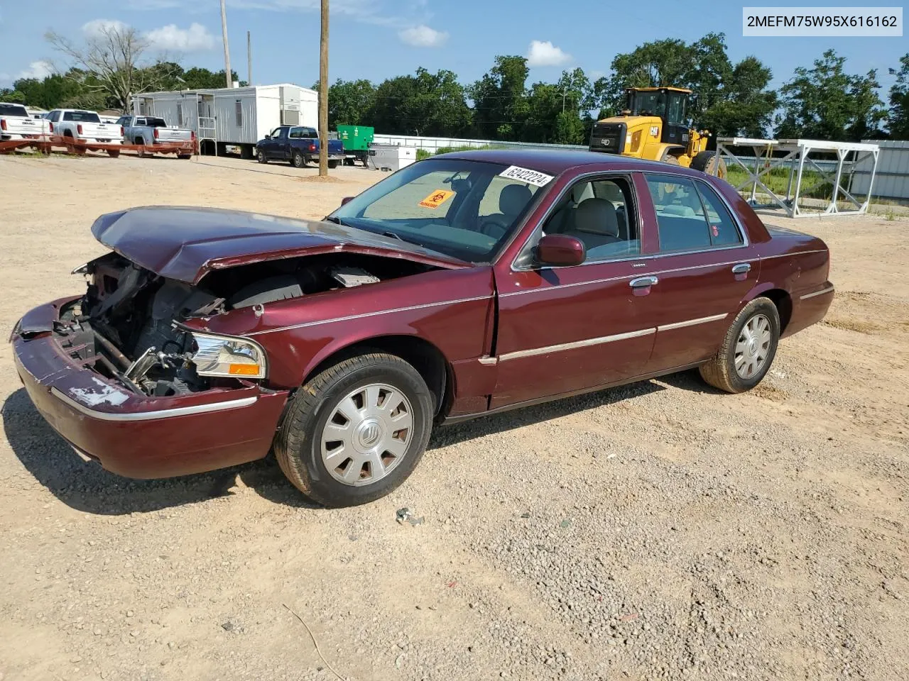 2005 Mercury Grand Marquis Ls VIN: 2MEFM75W95X616162 Lot: 62422224